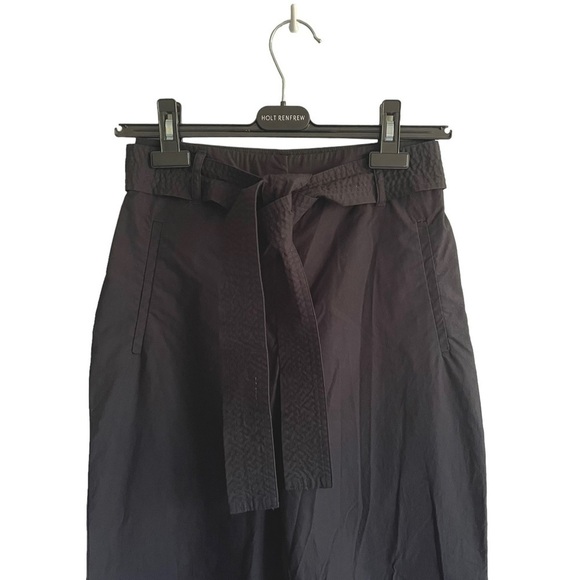 Aritzia Cotton Tie Waist Straight Wide Leg Ankle Pants Black 2 - Picture 2 of 5